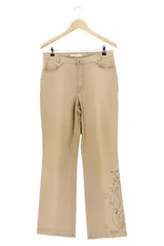 Vorschaubild 1 von Damen Stoffhose Gr. 42 Beige Elegant Business mit Stickerei