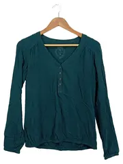 Vorschaubild 1 von EDC Damen Bluse Langarm Petrol Gr. 34/XS Casual Viskose Shirt