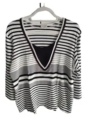 Vorschaubild 1 von Damen Langarmshirt Gr. 44/XXL Maritim Gestreift Mehrfarbig