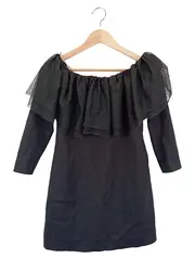 Vorschaubild 1 von Damen Freizeitkleid Gr. 38/M Schwarz Elegant Rüschen Off Shoulder