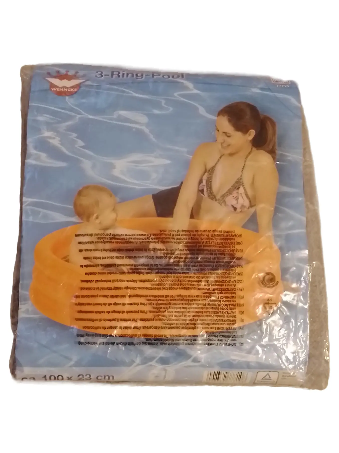 WEHNCKE Planschbecken 3-Ring Pool Kinder Baby Orange 100x23 cm