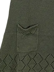 Vorschaubild 3 von Strickkleid Mädchen Gr. 134 Oliv Kurzarm Lochmuster