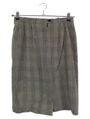 Vorschaubild 1 von Damen A-Linienrock Gr. 40 L Grau Kariert Wolle Business Midi