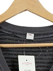 Vorschaubild 4 von Damen Pullover Gr. 36 Grau Pailletten V-Ausschnitt Strick