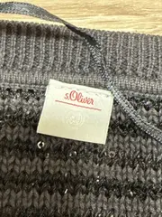 Vorschaubild 5 von Damen Pullover Gr. 36 Grau Pailletten V-Ausschnitt Strick