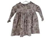 Vorschaubild 1 von Baby Mädchen Kleid Gr. 92 Blumenmuster Langarm Freizeitkleid Beige