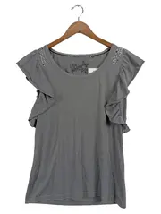 Vorschaubild 1 von Damen T-Shirt Gr. 42 Grau Nieten Rüschen Casual