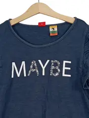 Vorschaubild 2 von Mädchen T-Shirt Gr. 152 Blau MAYBE Print Rüschenärmel Pailletten Casual