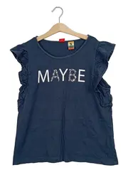 Vorschaubild 1 von Mädchen T-Shirt Gr. 152 Blau MAYBE Print Rüschenärmel Pailletten Casual