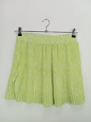 Vorschaubild 1 von Damen Faltenrock Plissee Grün Gemustert Gr. 40/L Minirock Sommer