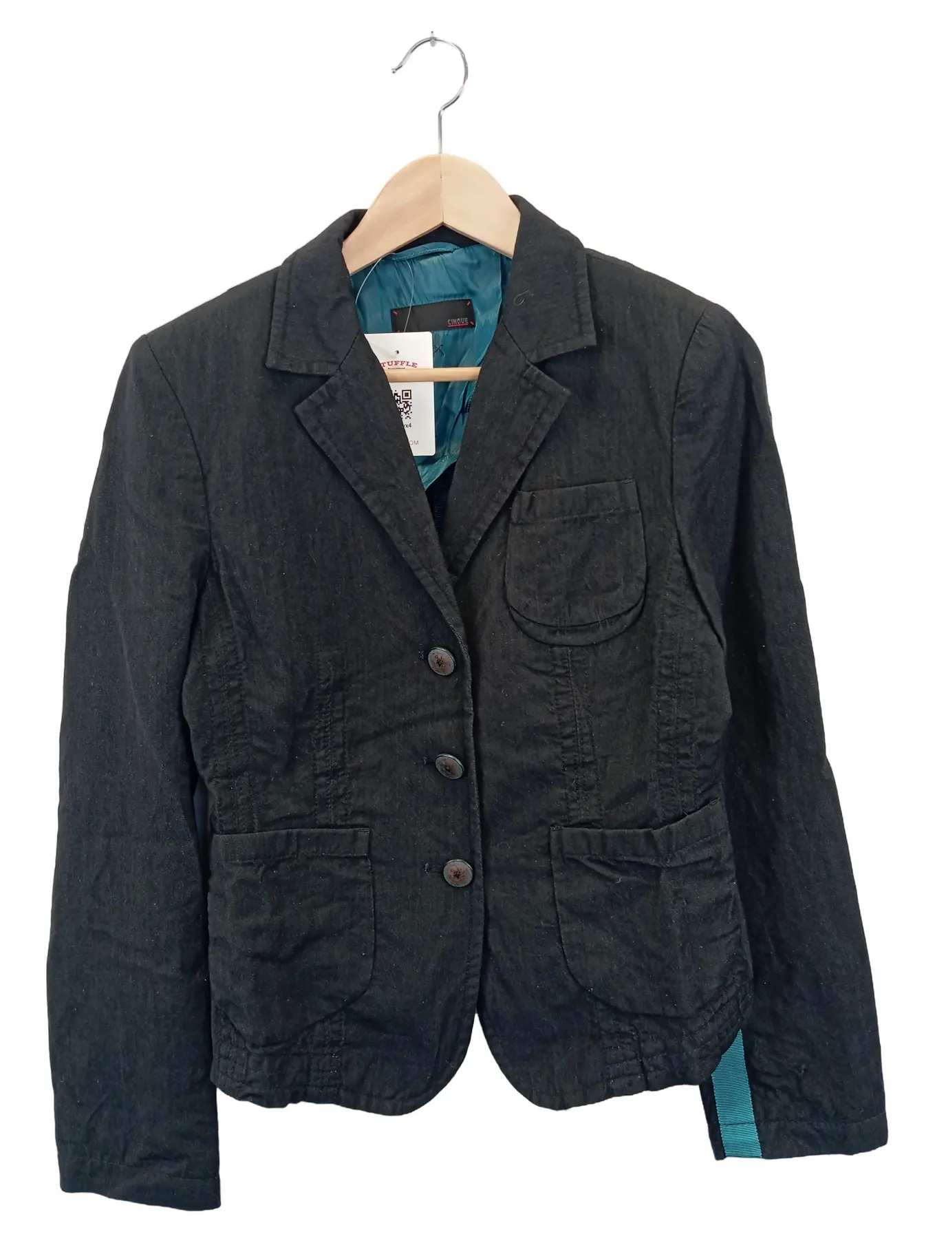 CINQUE Blazer Damen 36/S Schwarz Business Elegant Wolle Leinen