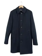 Vorschaubild 1 von Herren Wollmantel Gr. 48 Dunkelblau Klassisch Winter