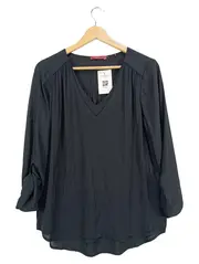 Vorschaubild 1 von EDC Damen Hemdbluse Gr. M Schwarz Casual V-Ausschnitt