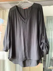 Vorschaubild 3 von EDC Damen Hemdbluse Gr. M Schwarz Casual V-Ausschnitt