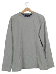 Vorschaubild 1 von Herren Langarmshirt Grau M Melierter Logo Baumwolle Freizeit