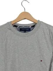 Vorschaubild 4 von Herren Langarmshirt Grau M Melierter Logo Baumwolle Freizeit