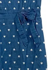 Vorschaubild 3 von Damen Etuikleid Blau Herzmuster Vintage Gr. 36/S Baumwolle