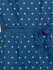 Vorschaubild 2 von Damen Etuikleid Blau Herzmuster Vintage Gr. 36/S Baumwolle