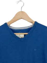 Vorschaubild 4 von Herren Pullover Blau Gr. L Casual Baumwolle Rippstrick Logo