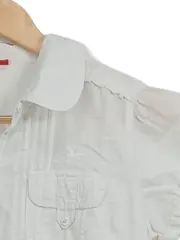 Vorschaubild 4 von Damen Bluse Kurzarm Weiß Baumwolle Gr. L 42 Casual