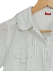 Vorschaubild 5 von Damen Bluse Kurzarm Weiß Baumwolle Gr. L 42 Casual