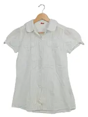 Vorschaubild 1 von Damen Bluse Kurzarm Weiß Baumwolle Gr. L 42 Casual