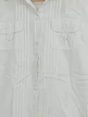 Vorschaubild 3 von Damen Bluse Kurzarm Weiß Baumwolle Gr. L 42 Casual