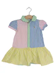 Vorschaubild 1 von Kinder Kleid Mädchen 80 Bunt Gestreift Preppy Freizeitkleid