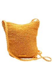 Vorschaubild 1 von Damen Umhängetasche Gelb Papier Häkel-Optik Casual Schultertasche