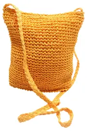 Vorschaubild 2 von Damen Umhängetasche Gelb Papier Häkel-Optik Casual Schultertasche