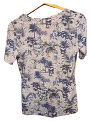 Vorschaubild 3 von Casual Damen T-Shirt Palmenprint Blau Gr. 36 S