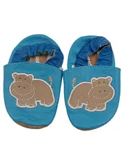 Vorschaubild 1 von Krabbelschuhe Kinder Hausschuh Nilpferd Leder Blau Größe 6x12