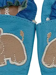 Vorschaubild 2 von Krabbelschuhe Kinder Hausschuh Nilpferd Leder Blau Größe 6x12