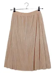 Vorschaubild 1 von Faltenrock Damen Beige Gr. 38/M Elegant Midirock Plissee
