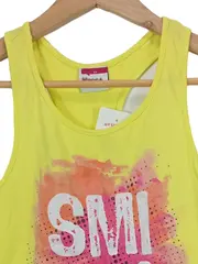 Vorschaubild 3 von Kinder T-Shirt Gr. 164 Gelb ärmellos mit SMILE! Aufdruck