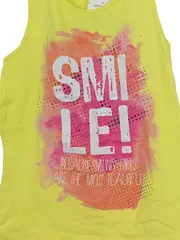 Vorschaubild 4 von Kinder T-Shirt Gr. 164 Gelb ärmellos mit SMILE! Aufdruck