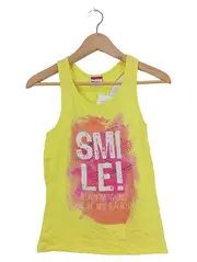 Vorschaubild 1 von Kinder T-Shirt Gr. 164 Gelb ärmellos mit SMILE! Aufdruck