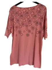 Vorschaubild 2 von Damen T-Shirt 42/XL Pink Blumenmuster Casual Kurzarm