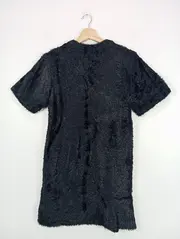 Vorschaubild 2 von Pullover Kinder Gr. 164 Schwarz Fuzzy Fell-Optik Kurzarm