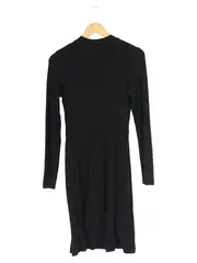 Vorschaubild 2 von Damen Strickkleid Gr. 36/S Schwarz Elegant Klassisch Viskose