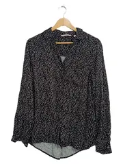 Vorschaubild 1 von Damen Hemdbluse Langarm Schwarz Muster Viskose Gr. 40