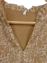 Vorschaubild 4 von Damen Freizeitkleid Gr. 36/S Beige Floral Rüschen Metallic-Look