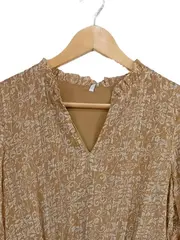 Vorschaubild 3 von Damen Freizeitkleid Gr. 36/S Beige Floral Rüschen Metallic-Look