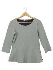 Vorschaubild 1 von Denim Damen Peplum Top Gr. L Grau Strukturiert 3/4-Arm