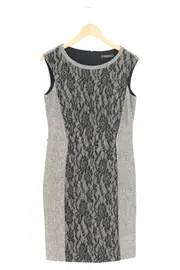 Vorschaubild 1 von Damen Etuikleid Gr. 38/M Business Elegant Grau Spitze Reißverschluss