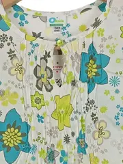 Vorschaubild 2 von Mädchen Bluse Blumenmuster Langarm Gr. 150/152 Weiß Türkis Grün