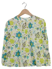 Vorschaubild 1 von Mädchen Bluse Blumenmuster Langarm Gr. 150/152 Weiß Türkis Grün
