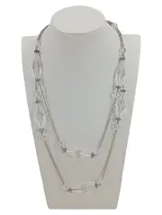 Vorschaubild 1 von Damen Halskette Silber 120 cm mit transparenten Perlen