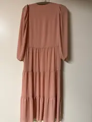 Vorschaubild 2 von Damen Freizeitkleid Rosa Gr. 36 Langarm V-Ausschnitt Stufenrock