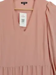 Vorschaubild 5 von Damen Freizeitkleid Rosa Gr. 36 Langarm V-Ausschnitt Stufenrock